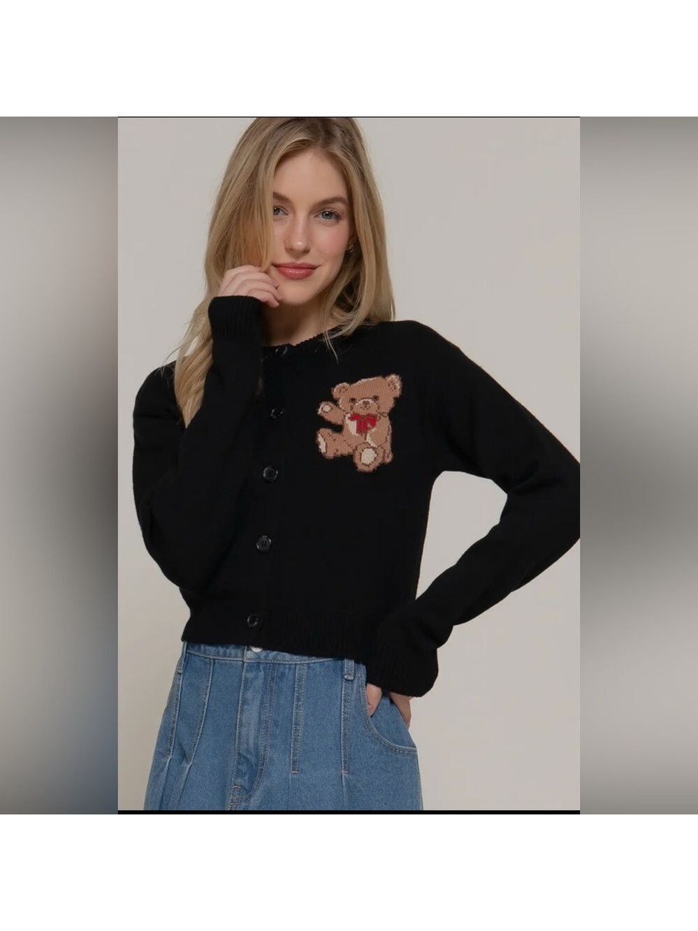 Teddy Bear Embroidered Cardi